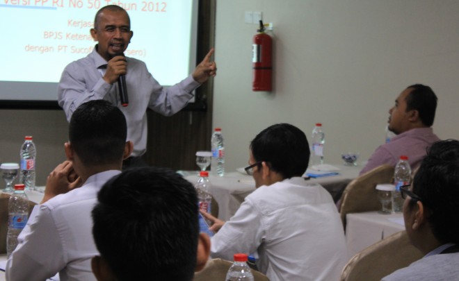 BPJS Ketenagakerjaan Jambi bekerjasama dengan PT. Sucifindo (Persero) menggelar kegiatan Sistem Manajemen Keselamatan dan Kesehatan Kerja (SMK3).